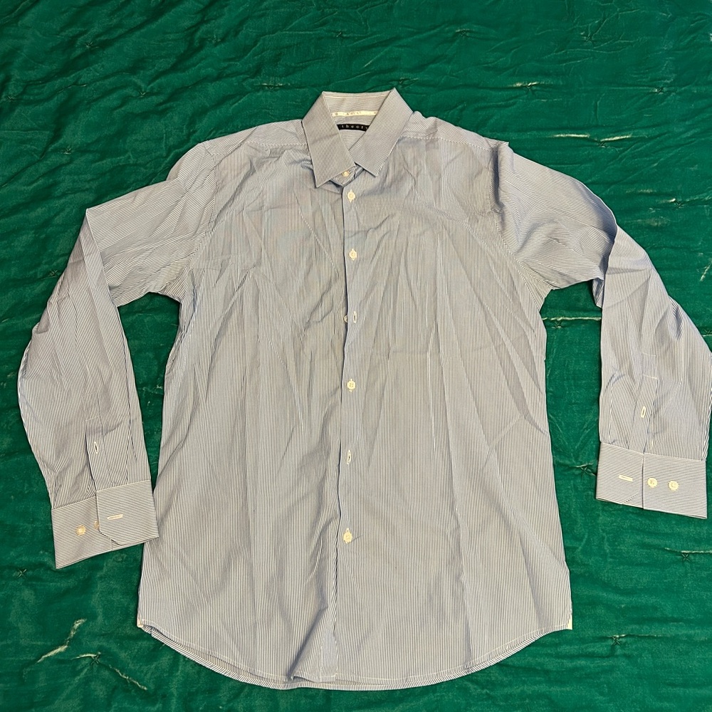 Theory Light Blue Striped Dress Shirt